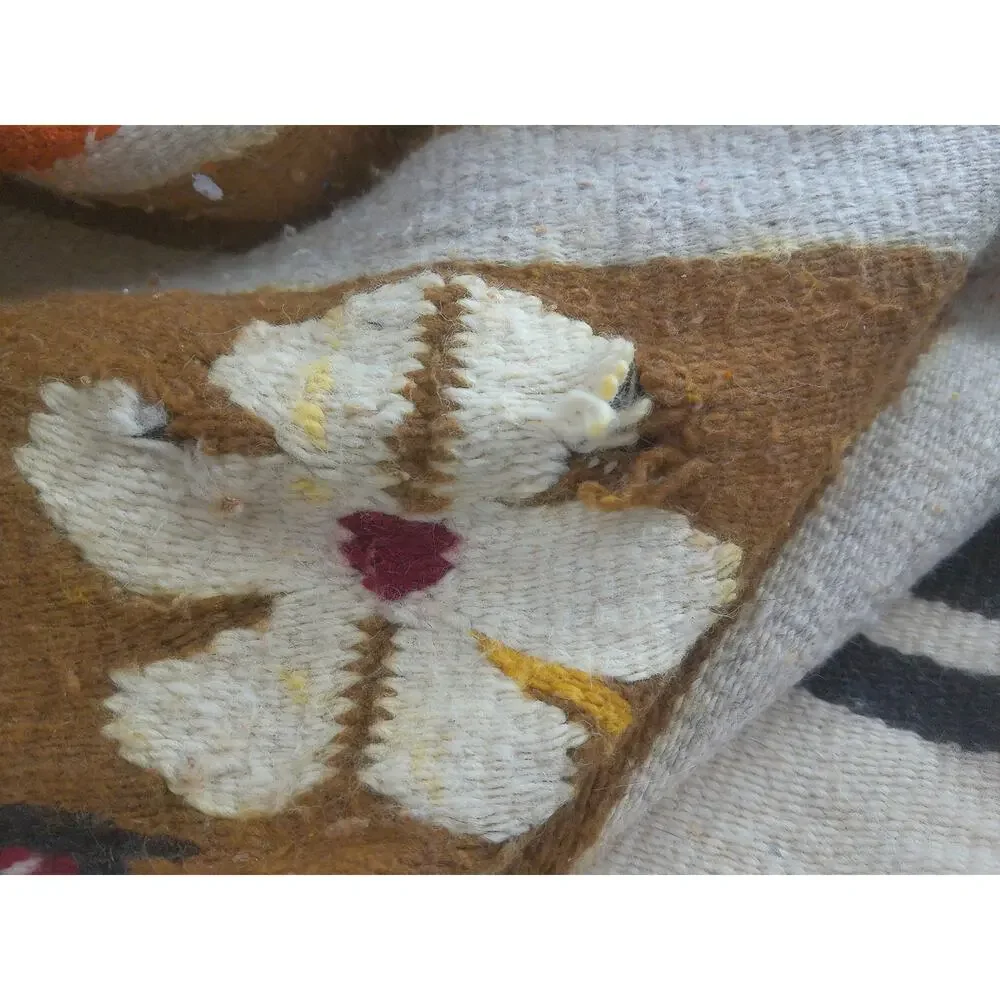 Vintage Zapotec Hand Woven Wool Textile Art Oaxaca Mexico Bird Wall Hanging
